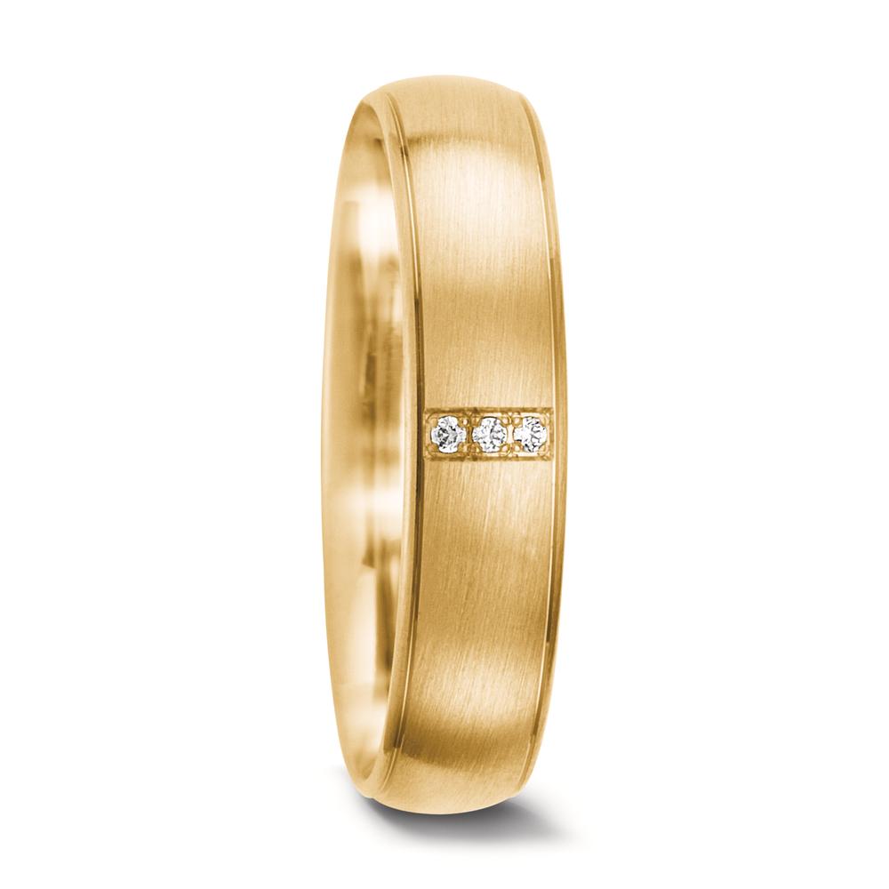 Partnerring 750/18 K Gelbgold Diamant 0.015 ct, 3 Steine, tw-vsi-556692