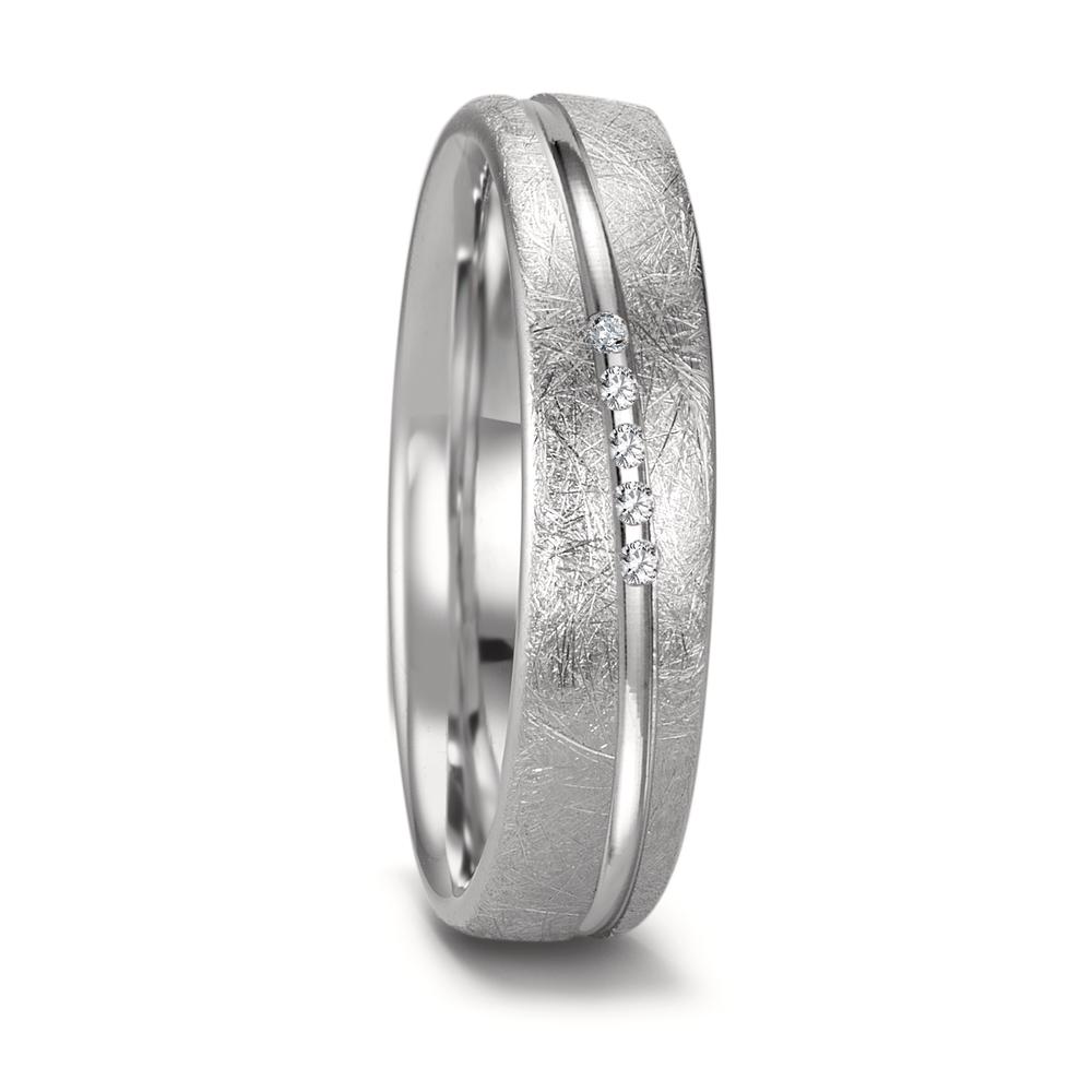 Partnerring 750/18 K Weissgold Diamant 0.025 ct, 5 Steine, tw-si-556779