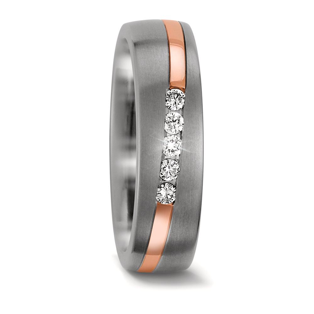 Partnerring Titan, 585/14 K Rotgold Diamant 0.15 ct, 5 Steine, w-si-557178