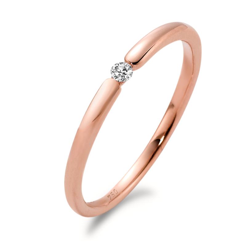 Solitär Ring 750/18 K Rotgold Diamant weiss, 0.03 ct, Brillantschliff, w-si-558057