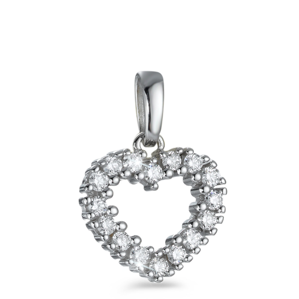 Anhänger 750/18 K Weissgold Diamant weiss, 0.30 ct, 16 Steine, Brillantschliff, w-si Herz-558180