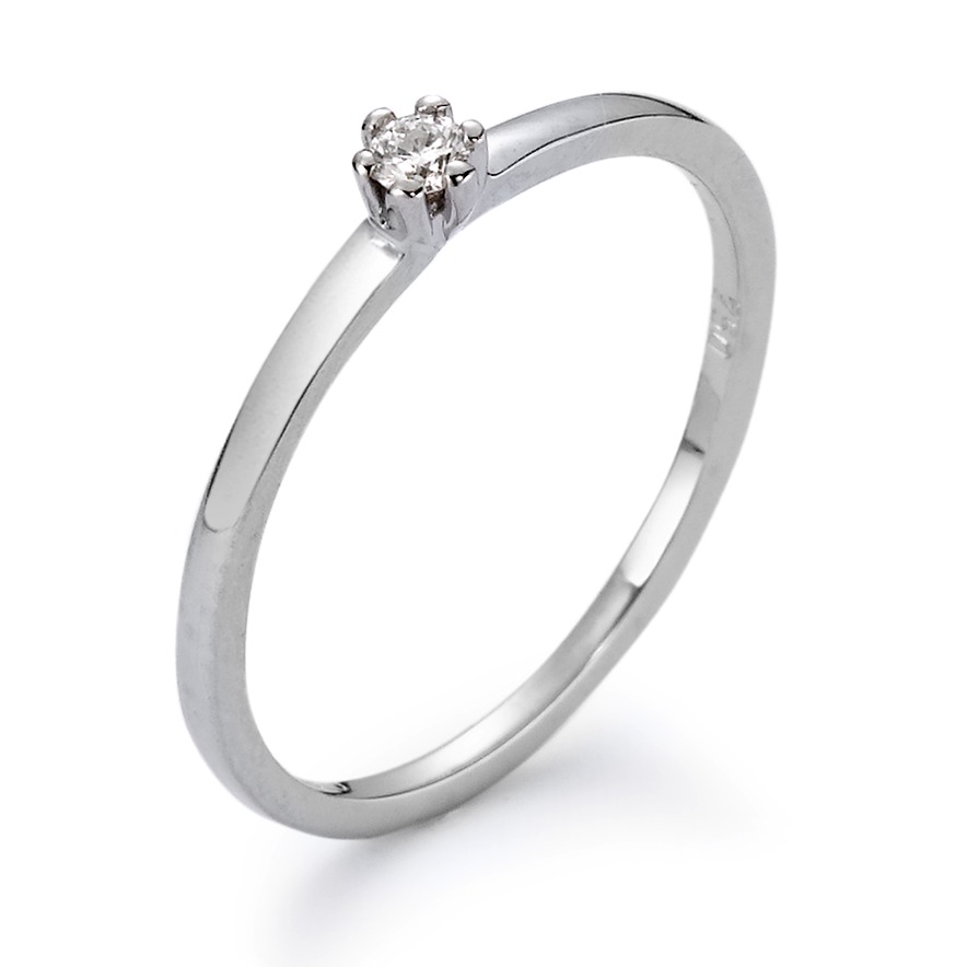 Solitär Ring 750/18 K Weissgold Diamant weiss, 0.05 ct, Brillantschliff, w-si-558318