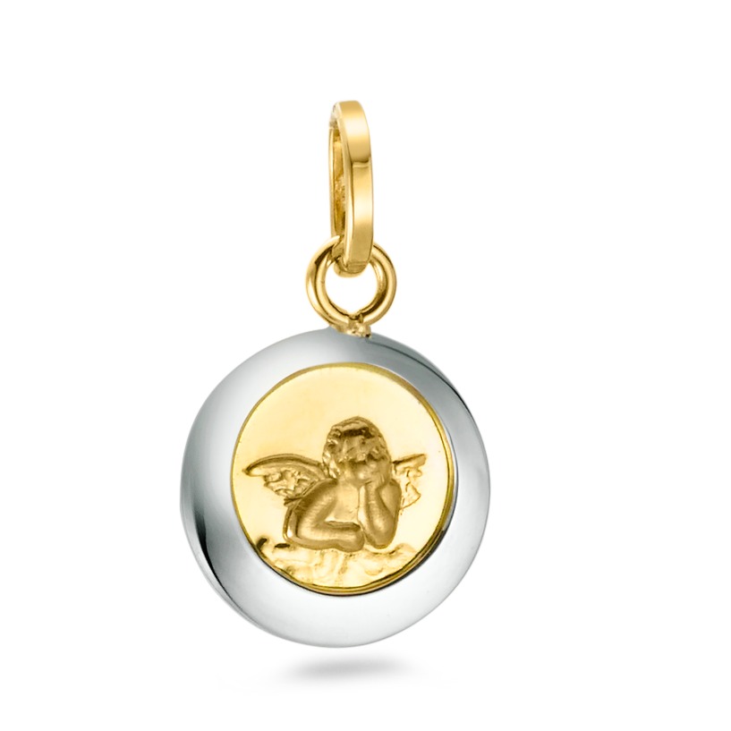 Anhänger 750/18 K Gelbgold, 750/18 K Weissgold Schutzengel Ø10 mm-560438