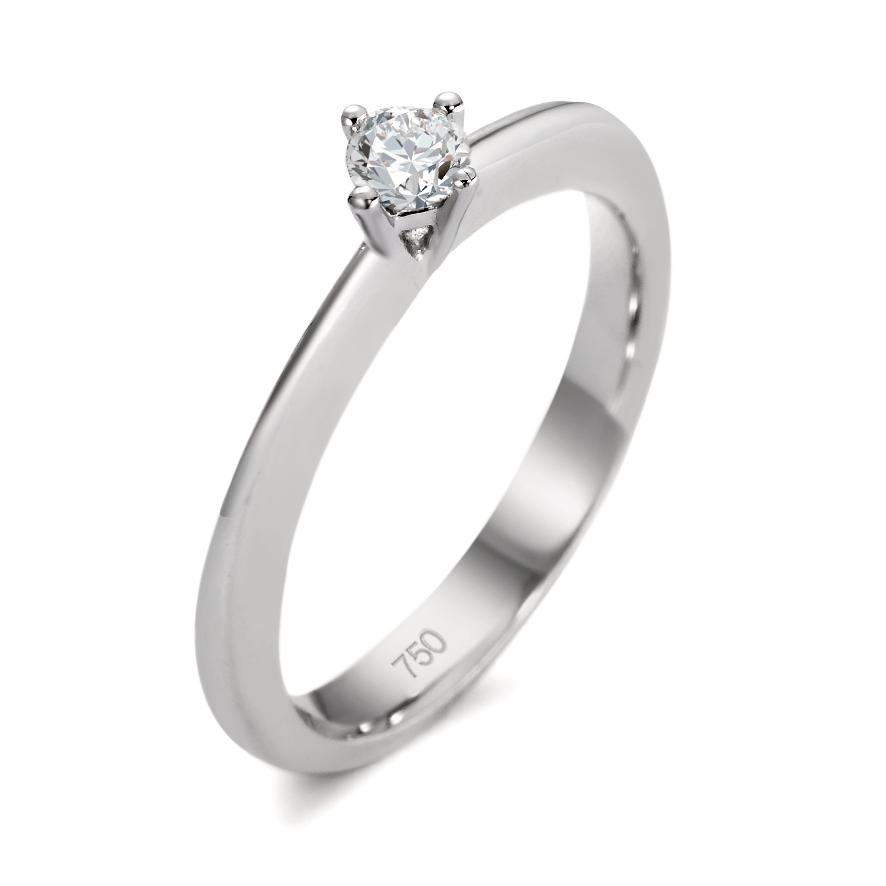Solitär Ring 750/18 K Weissgold Diamant weiss, 0.15 ct, si rhodiniert-560540