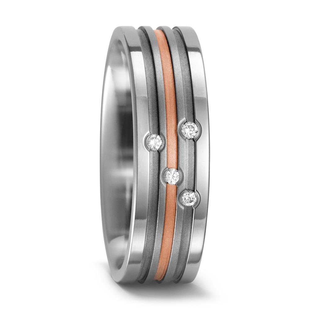 Partnerring Titan, 750/18 K Rotgold Diamant weiss, 0.04 ct, 4 Steine, w-si-560760