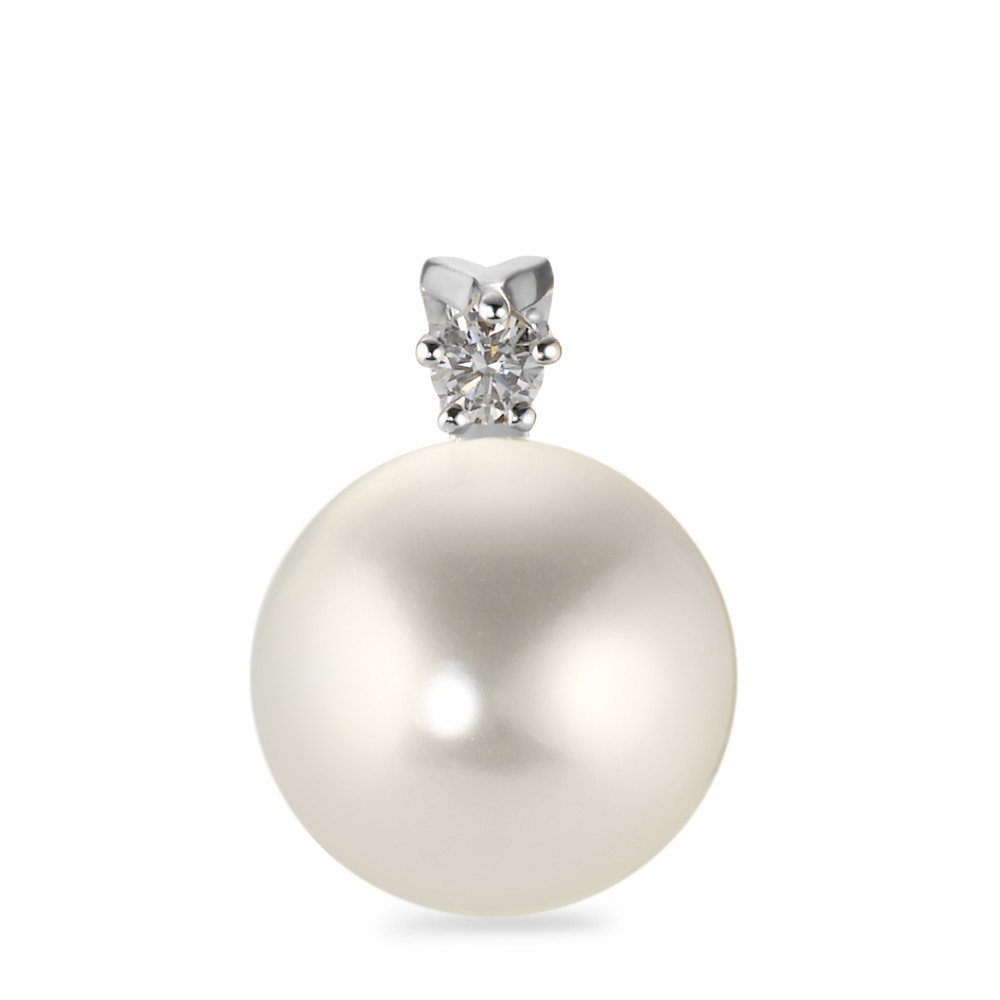 Anhänger 750/18 K Weissgold Diamant 0.05 ct, w-si Süsswasserzuchtperle-563775