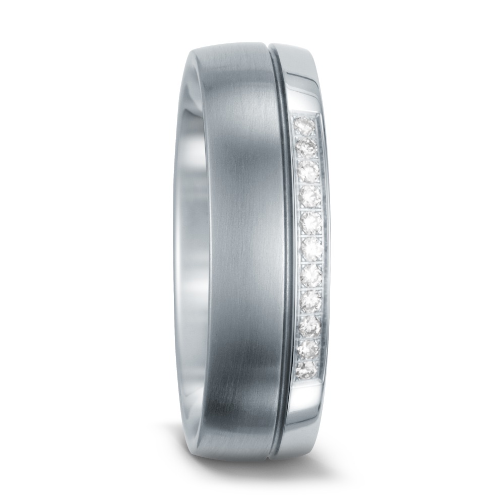 Partnerring Edelstahl Diamant weiss, 0.10 ct, 11 Steine, w-si-563827