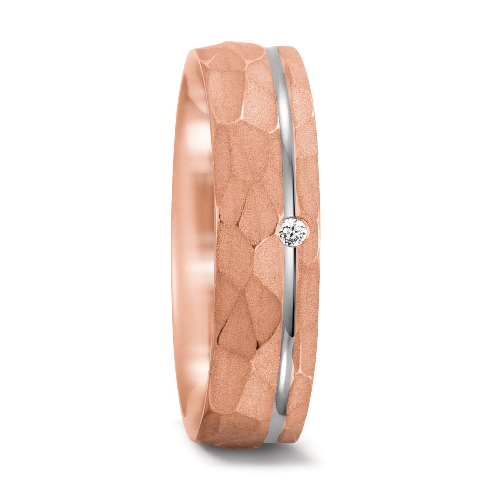 Partnerring 750/18 K Rosegold, 750/18 K Weissgold Diamant 0.02 ct, tw-si-564687