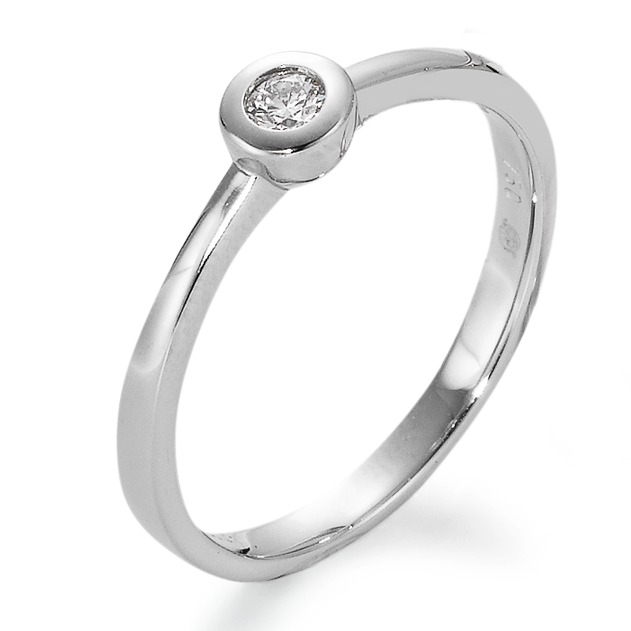 Solitär Ring 750/18 K Weissgold Diamant weiss, 0.05 ct, Brillantschliff, w-si-564855