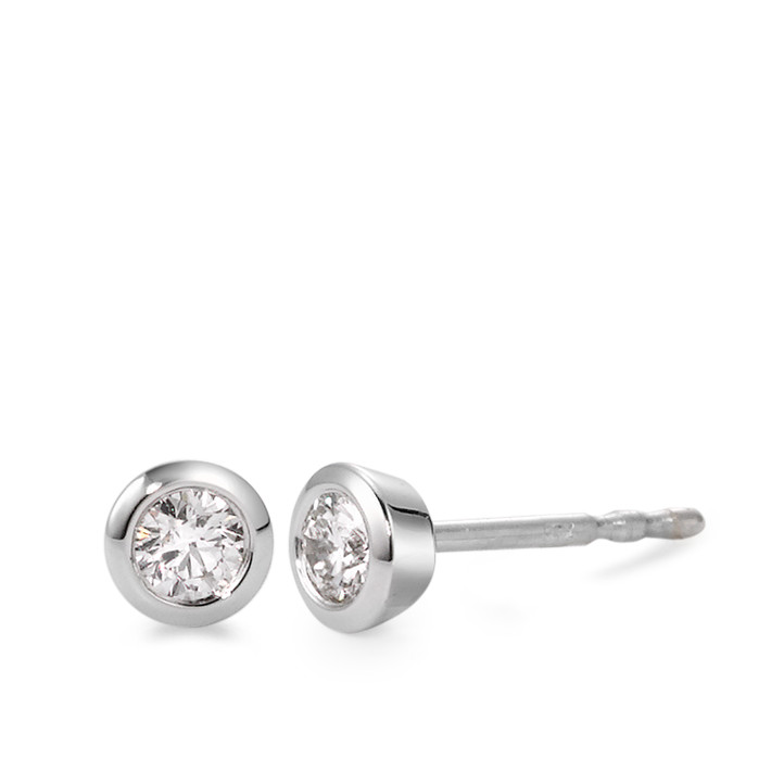 Ohrstecker 750/18 K Weissgold Diamant weiss, 0.05 ct, 2 Steine, Brillantschliff, w-si Ø3.5 mm-566092
