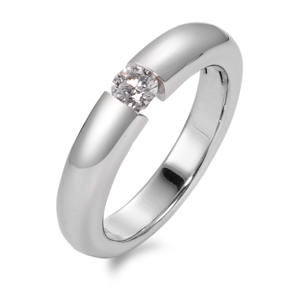 Solitär Ring 750/18 K Weissgold Diamant weiss, 0.25 ct, Brillantschliff, w-si-566158