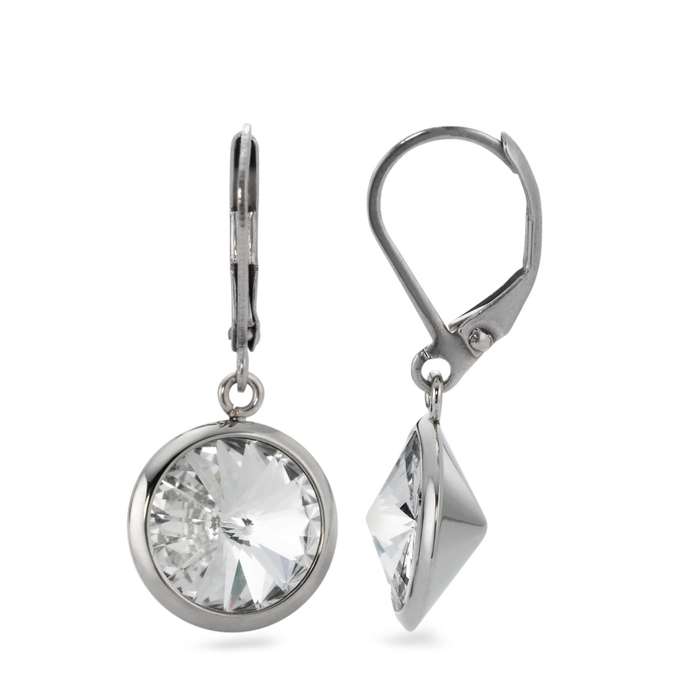 Ohrhänger Edelstahl Zirkonia weiss, 2 Steine Ø10 mm-567495