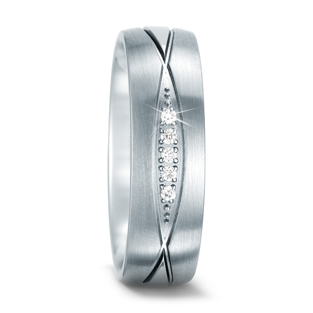 Partnerring Edelstahl Diamant 0.05 ct, 5 Steine, w-si-568845