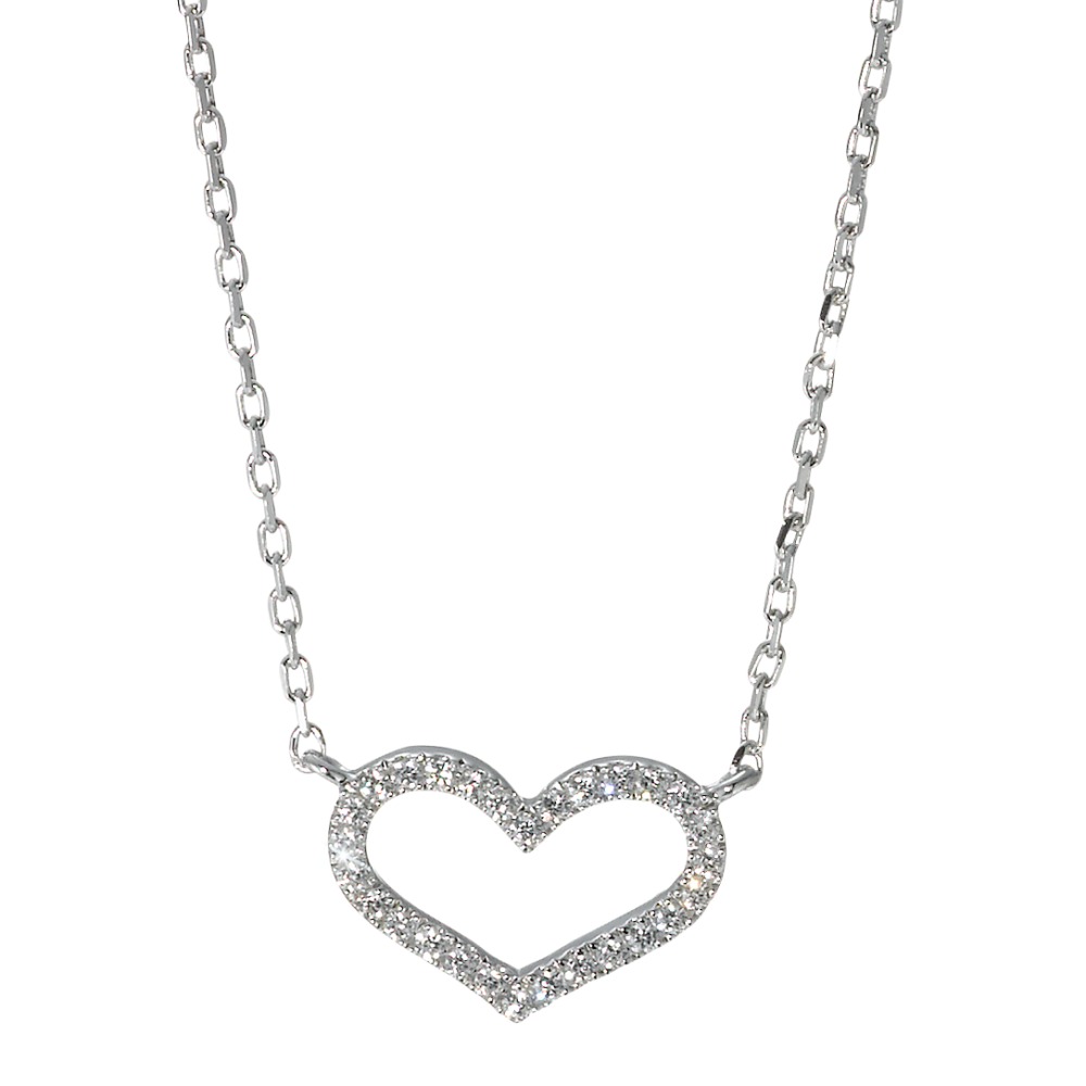 Collier Silber Zirkonia rhodiniert Herz 41-44 cm verstellbar-569235