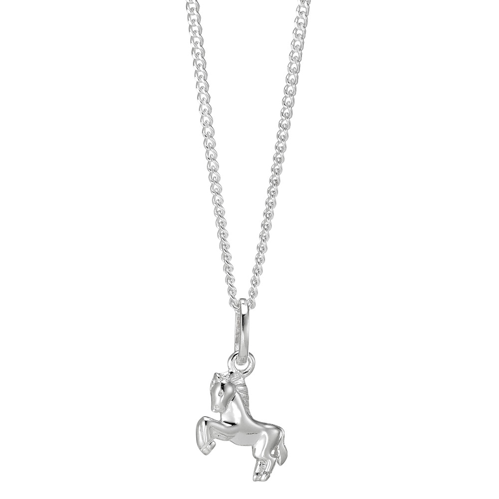 Halskette mit Anhänger Silber rhodiniert Pferd 36 cm-570085