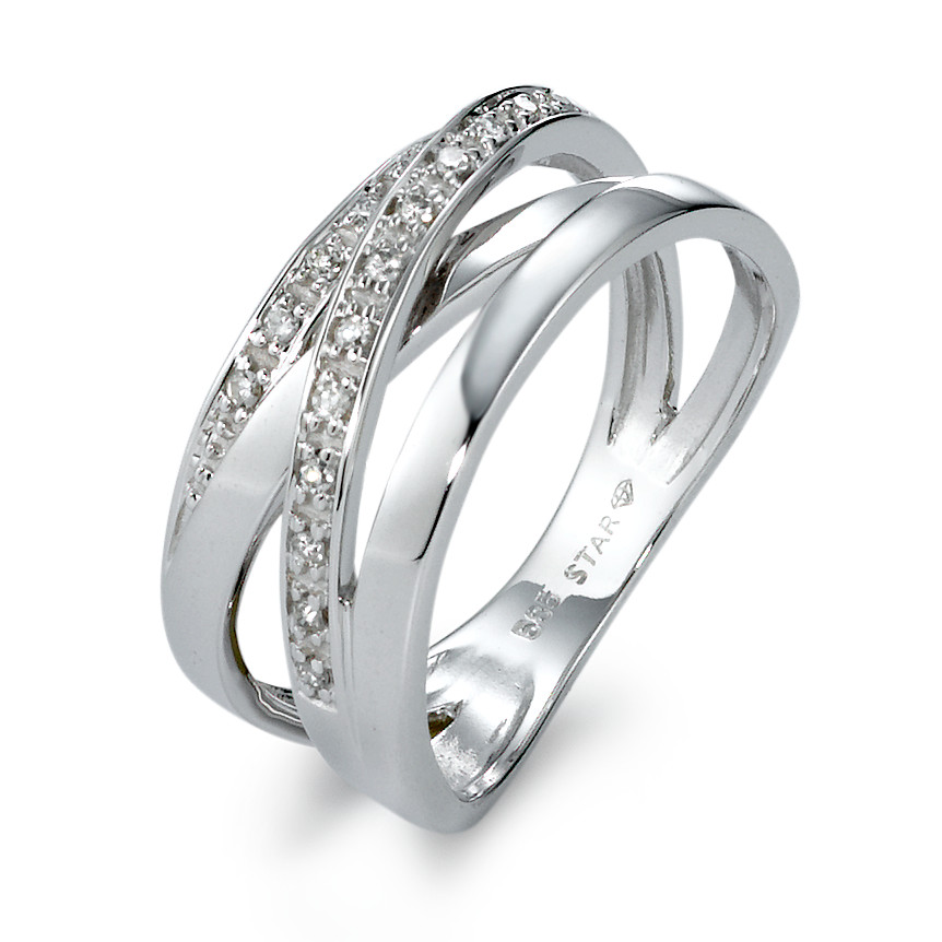Fingerring 585/14 K Weissgold Diamant 0.10 ct, 17 Steine, w-si-570618