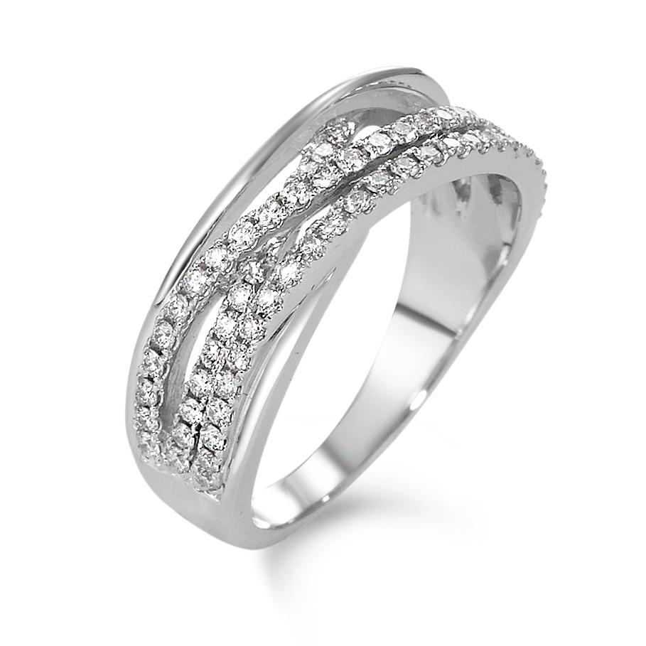Fingerring 750/18 K Weissgold Diamant 0.51 ct, 70 Steine, w-si-570849