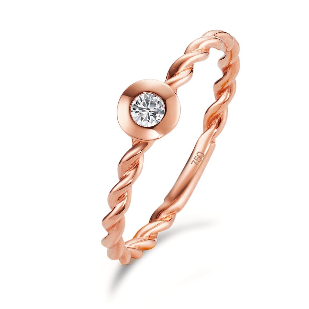 Solitär Ring 750/18 K Rotgold Diamant 0.07 ct, Brillantschliff, w-si-571029