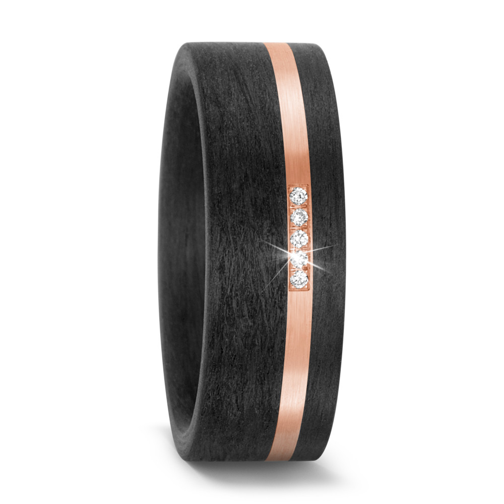 Partnerring 585/14 K Rosegold, Carbon Diamant 0.025 ct, 5 Steine, w-si-571405