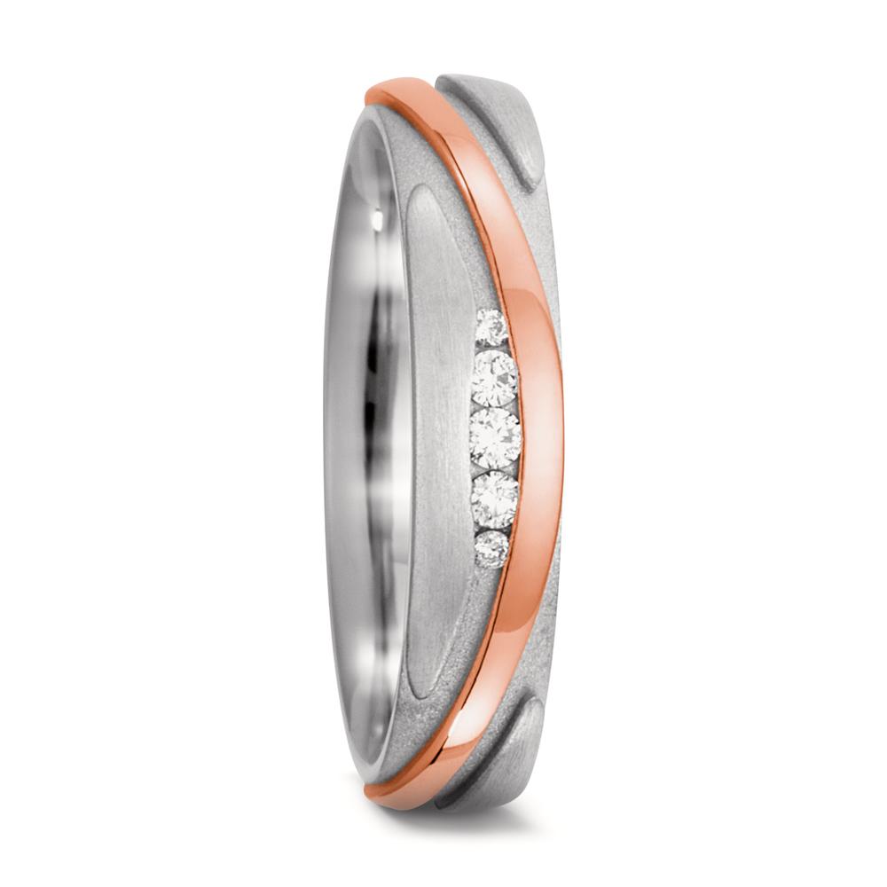 Partnerring 750/18 K Weissgold, 750/18 K Rotgold Diamant 0.06 ct, 5 Steine, w-si-572440