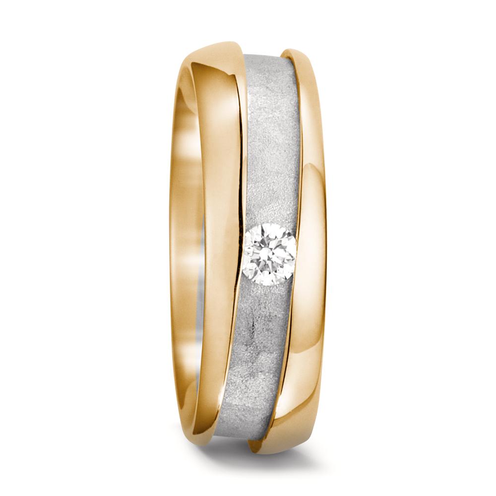 Partnerring 750/18 K Gelbgold, 750/18 K Weissgold Diamant 0.10 ct, w-vsi-572444