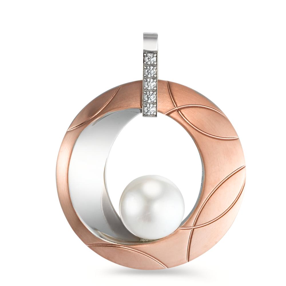 Anhänger Edelstahl Zirkonia 5 Steine rosé IP beschichtet Ø30 mm-572821