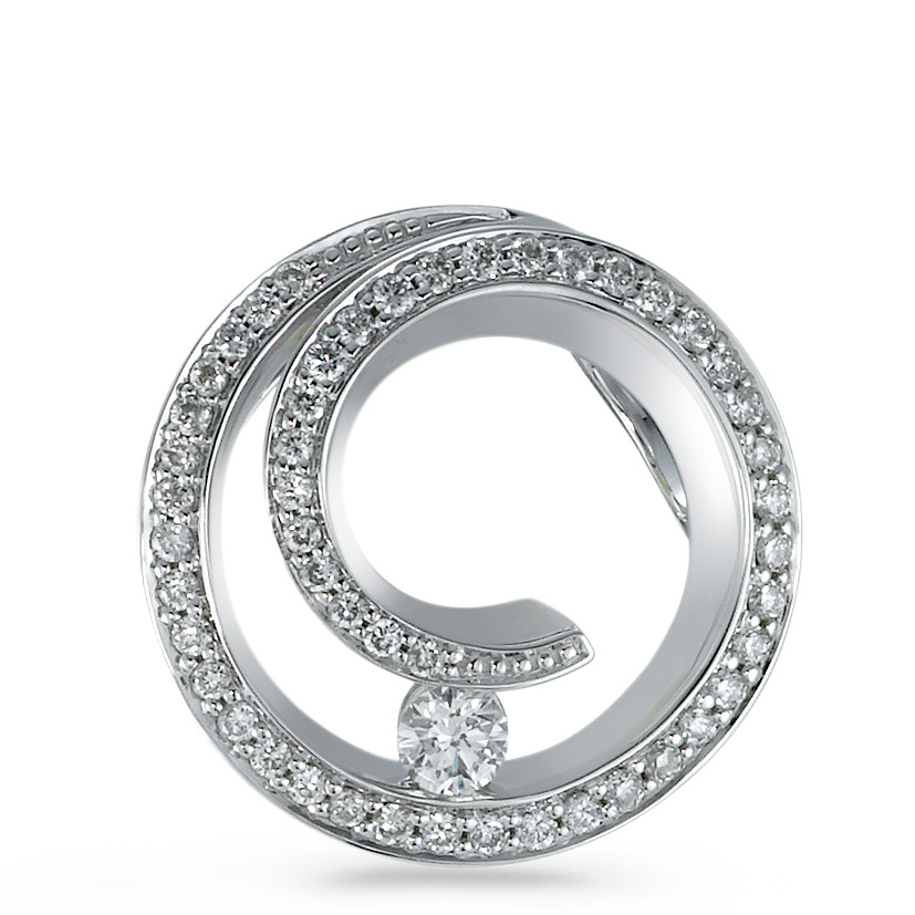 Anhänger 750/18 K Weissgold Diamant 0.30 ct, 50 Steine, Brillantschliff, w-si Ø16 mm-573373