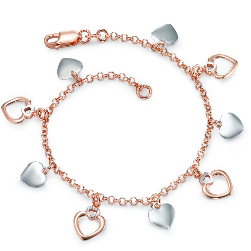Armband Silber rosé vergoldet Herz 19 cm Ø9 mm-573529