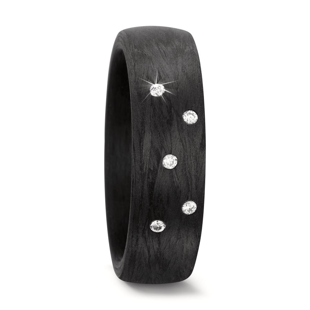 Fingerring Carbon Diamant 0.05 ct, 5 Steine, w-si-573791