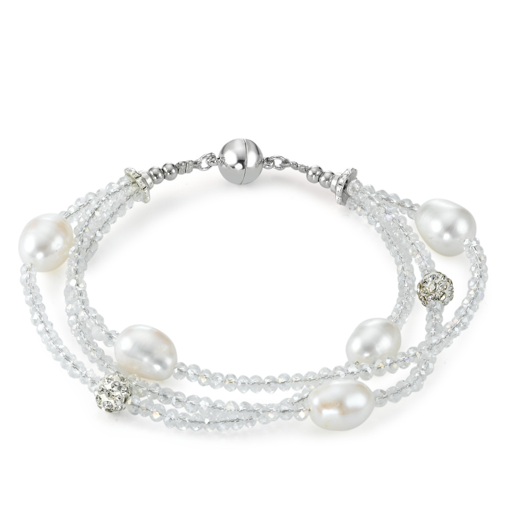 Armband Edelstahl Kristall Süsswasserzuchtperle, 5 Perlen, 9 mm 18 cm-575309