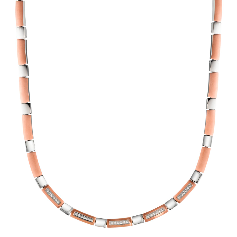 Collier Edelstahl Zirkonia IP beschichtet 42-45 cm verstellbar-575424