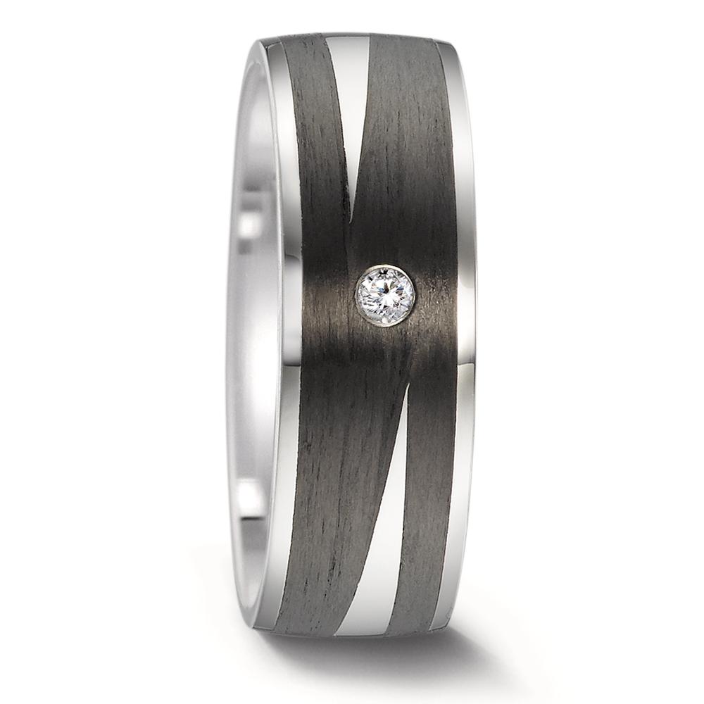 Fingerring Edelstahl, Carbon Zirkonia-575441