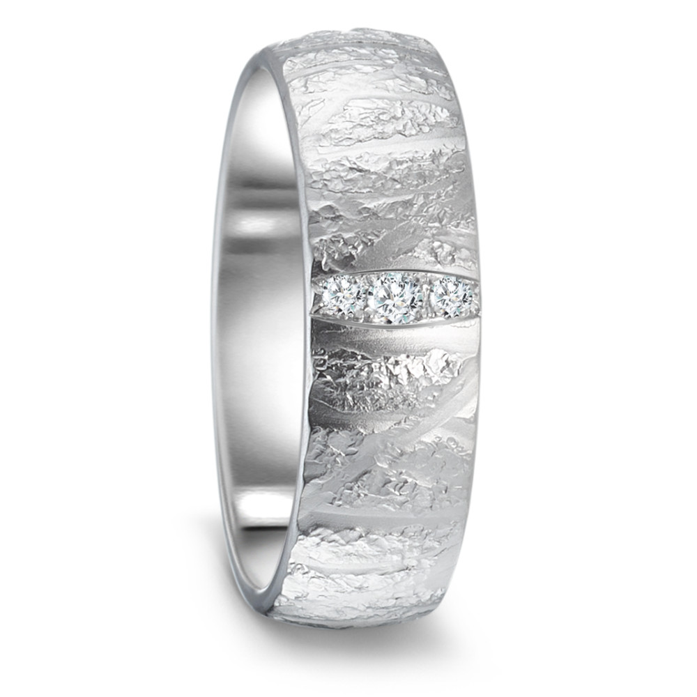Partnerring 750/18 K Weissgold Diamant 0.045 ct, 3 Steine, tw-vsi-575590