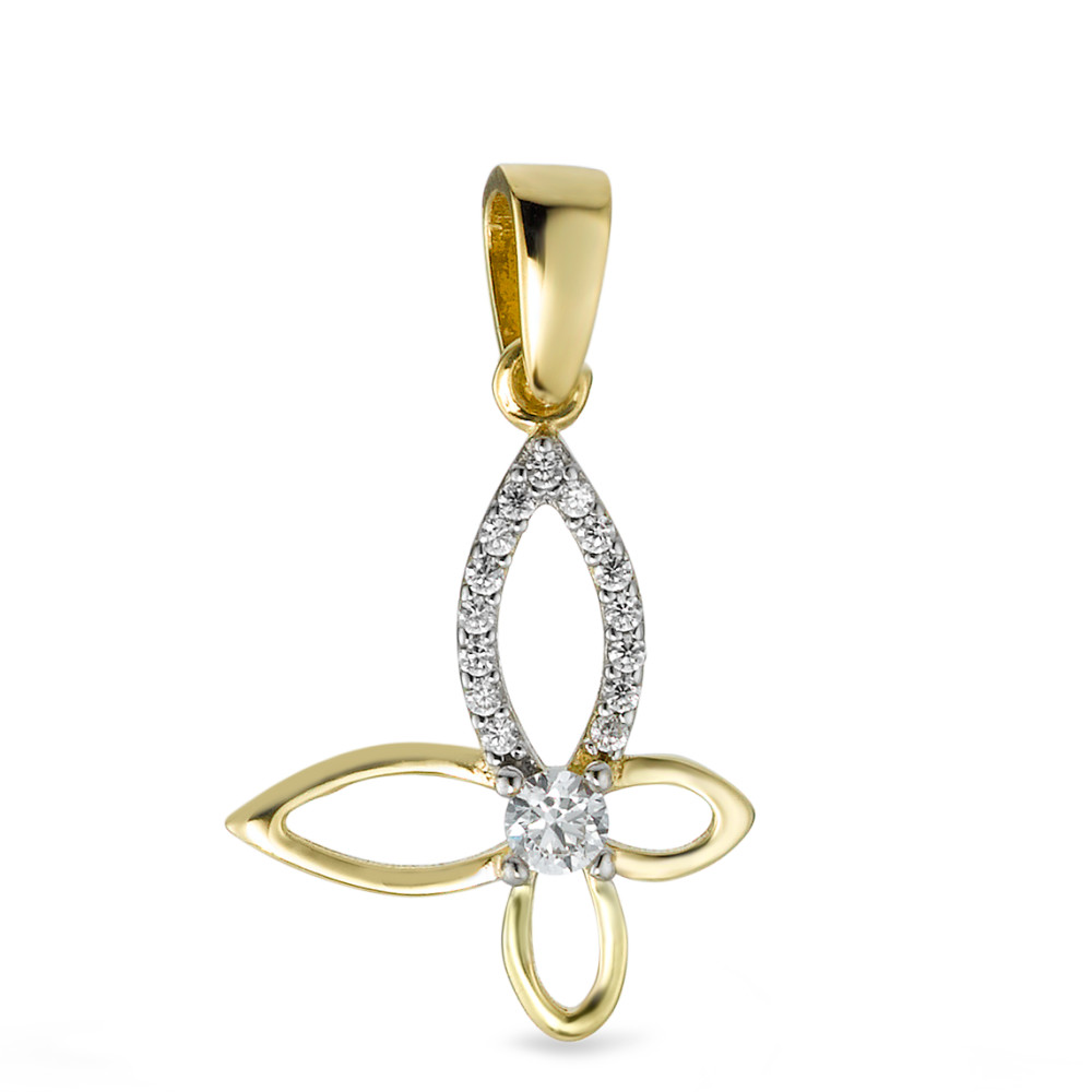 Anhänger 375/9 K Gelbgold Zirkonia 16 Steine Schmetterling-575740