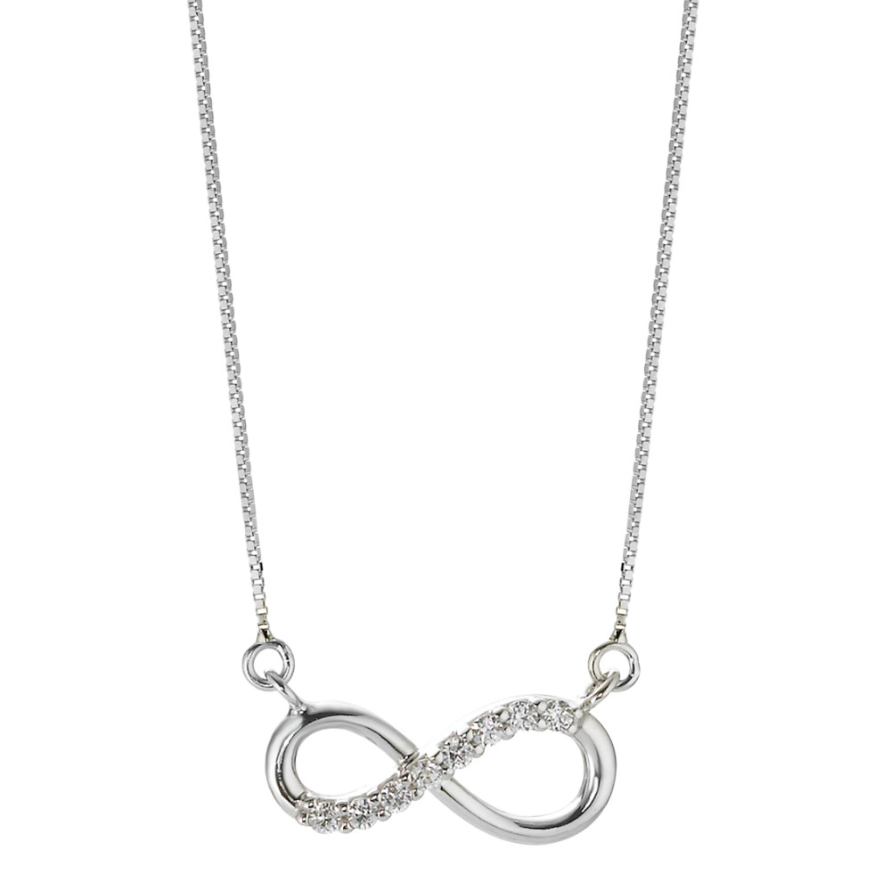 Halskette mit Anhänger 750/18 K Weissgold Zirkonia 8 Steine Infinity 42 cm-577493