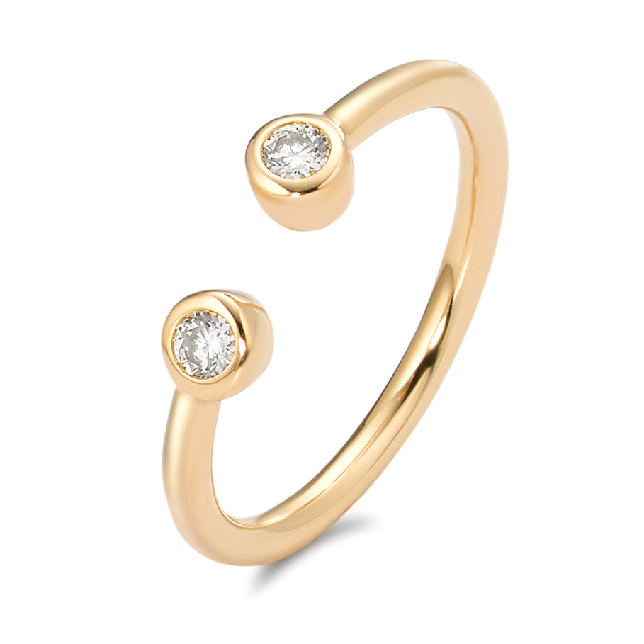 Fingerring Bronze Zirkonia 2 Steine vergoldet 5 Micron-580254