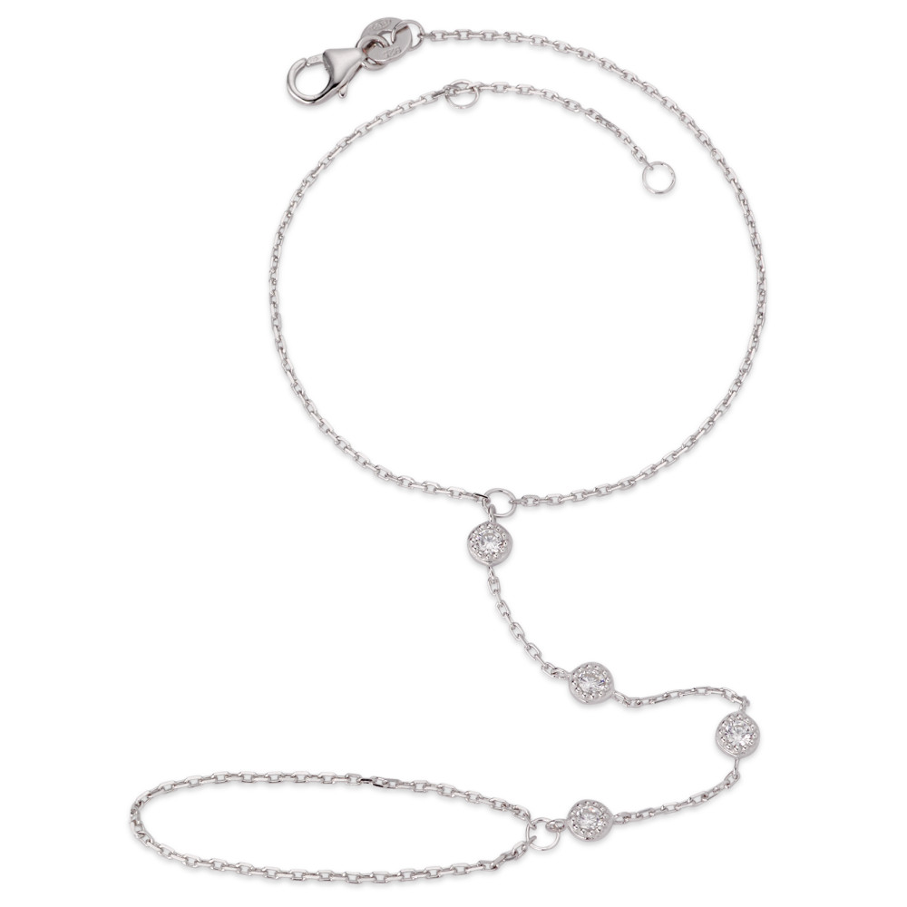 Armschmuck Silber Zirkonia 4 Steine rhodiniert 16-18 cm verstellbar-580372