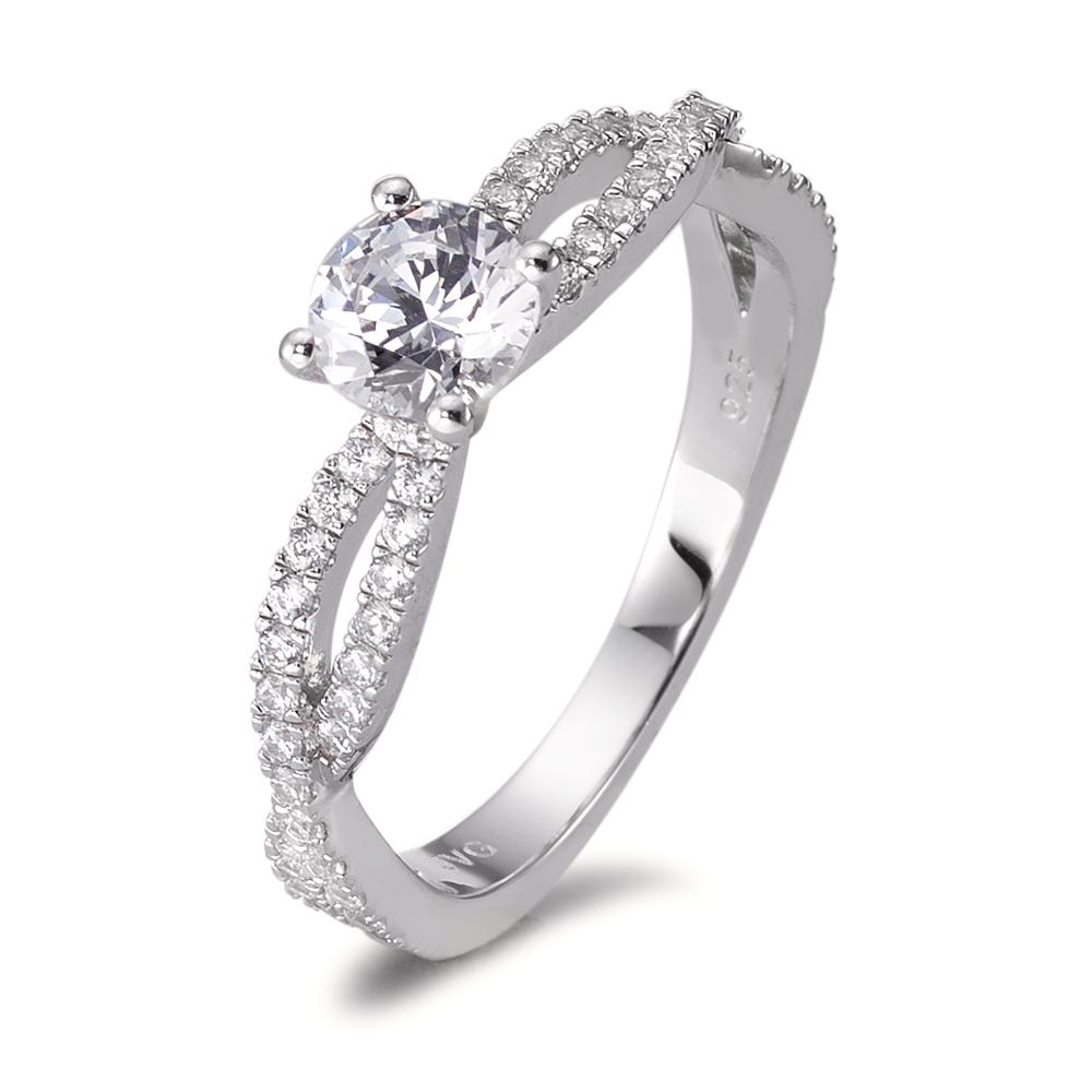 Solitär Ring Silber Zirkonia rhodiniert Ø5 mm-580548