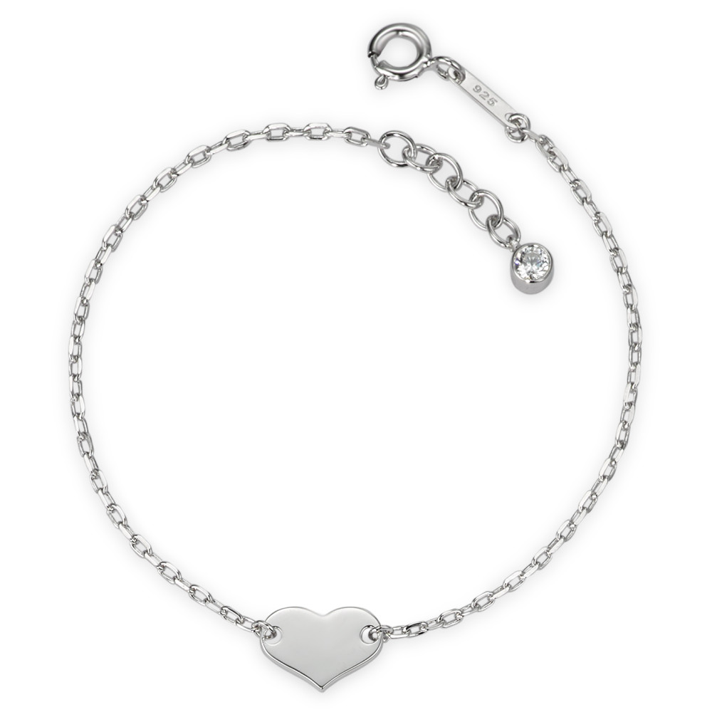 Armband Silber Zirkonia rhodiniert Herz 16-17.5 cm verstellbar-580554