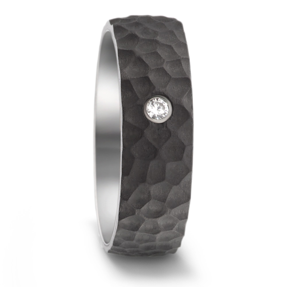 Partnerring Edelstahl, Carbon Zirkonia-580625