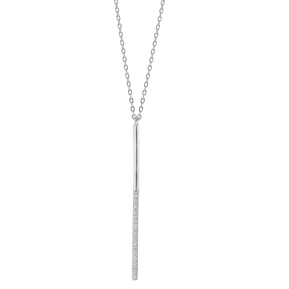 Collier Silber Zirkonia 21 Steine rhodiniert 40-45 cm verstellbar-580886