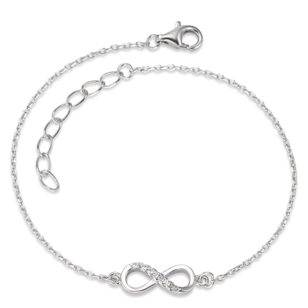 Armband Silber Zirkonia 6 Steine rhodiniert Infinity 16-20 cm verstellbar-581231