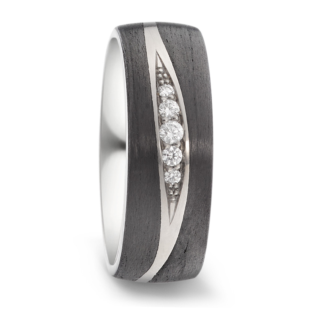 Partnerring Titan, Carbon Diamant 0.09 ct, 5 Steine, w-si-581870
