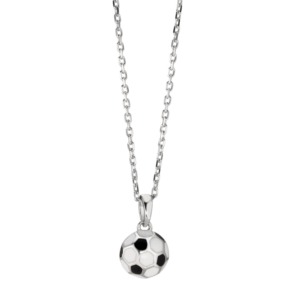 Halskette mit Anhänger Silber rhodiniert Fussball 38-40 cm verstellbar Ø9 mm-582421