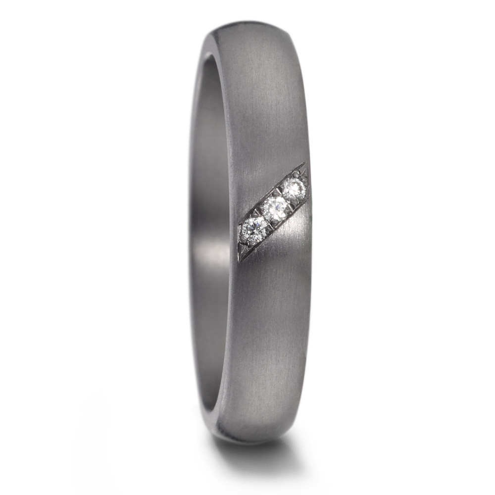 Partnerring 999 Tantal Diamant 0.03 ct, 3 Steine, w-si-582676