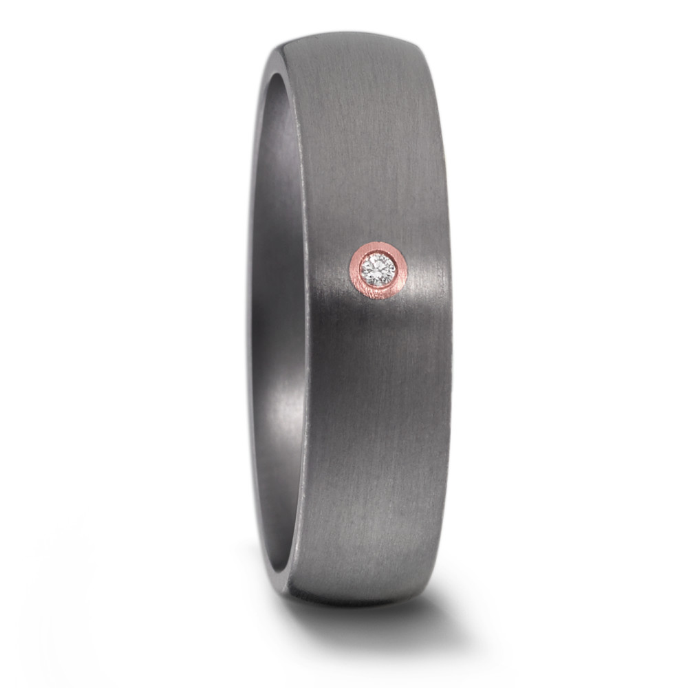 Partnerring 999 Tantal, 750/18 K Rotgold Diamant 0.01 ct, w-si-582680