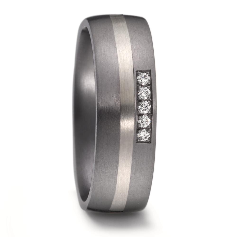 Partnerring 999 Tantal, 500 Palladium Diamant 0.05 ct, 5 Steine, w-si-582686