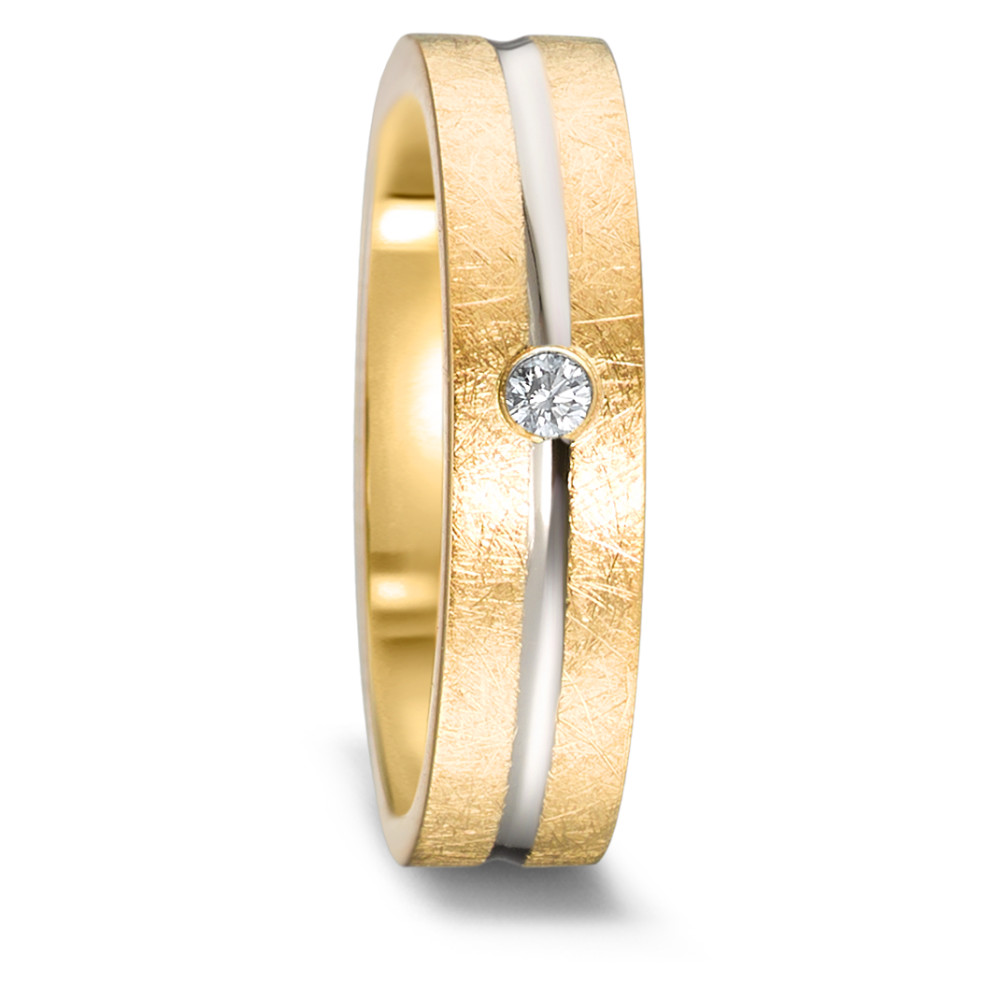 Partnerring 750/18 K Gelbgold, 750/18 K Weissgold Diamant 0.03 ct, w-si-582705