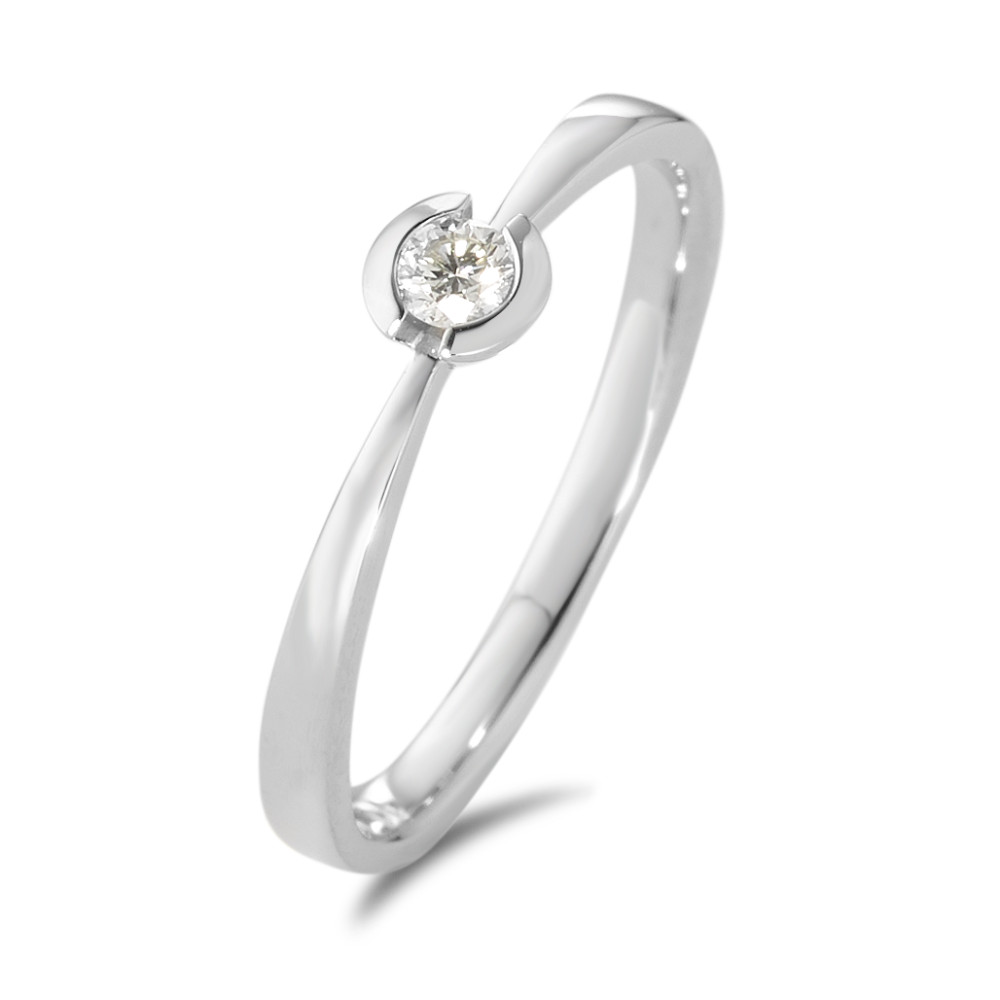 Solitär Ring 750/18 K Weissgold Diamant weiss, 0.10 ct, Brillantschliff, w-si-583604