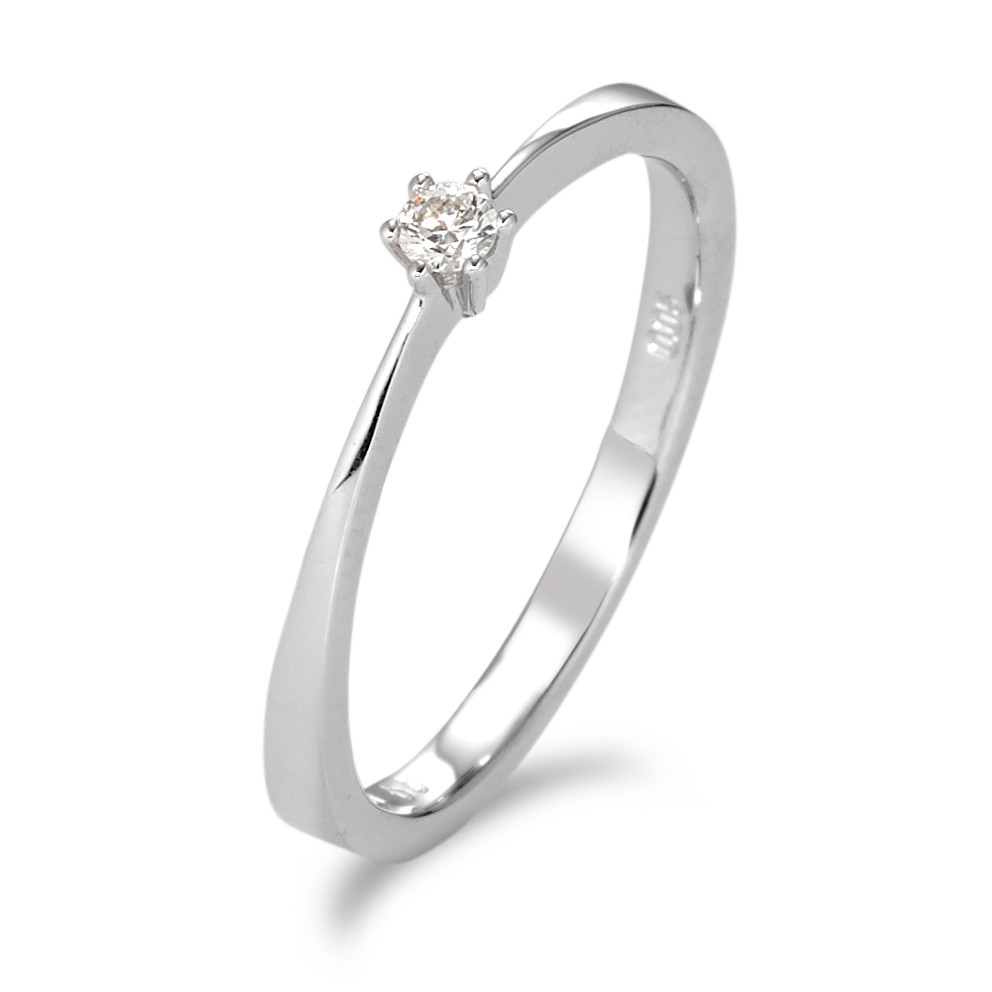Solitär Ring 750/18 K Weissgold Diamant weiss, 0.05 ct, Brillantschliff, w-si-583663